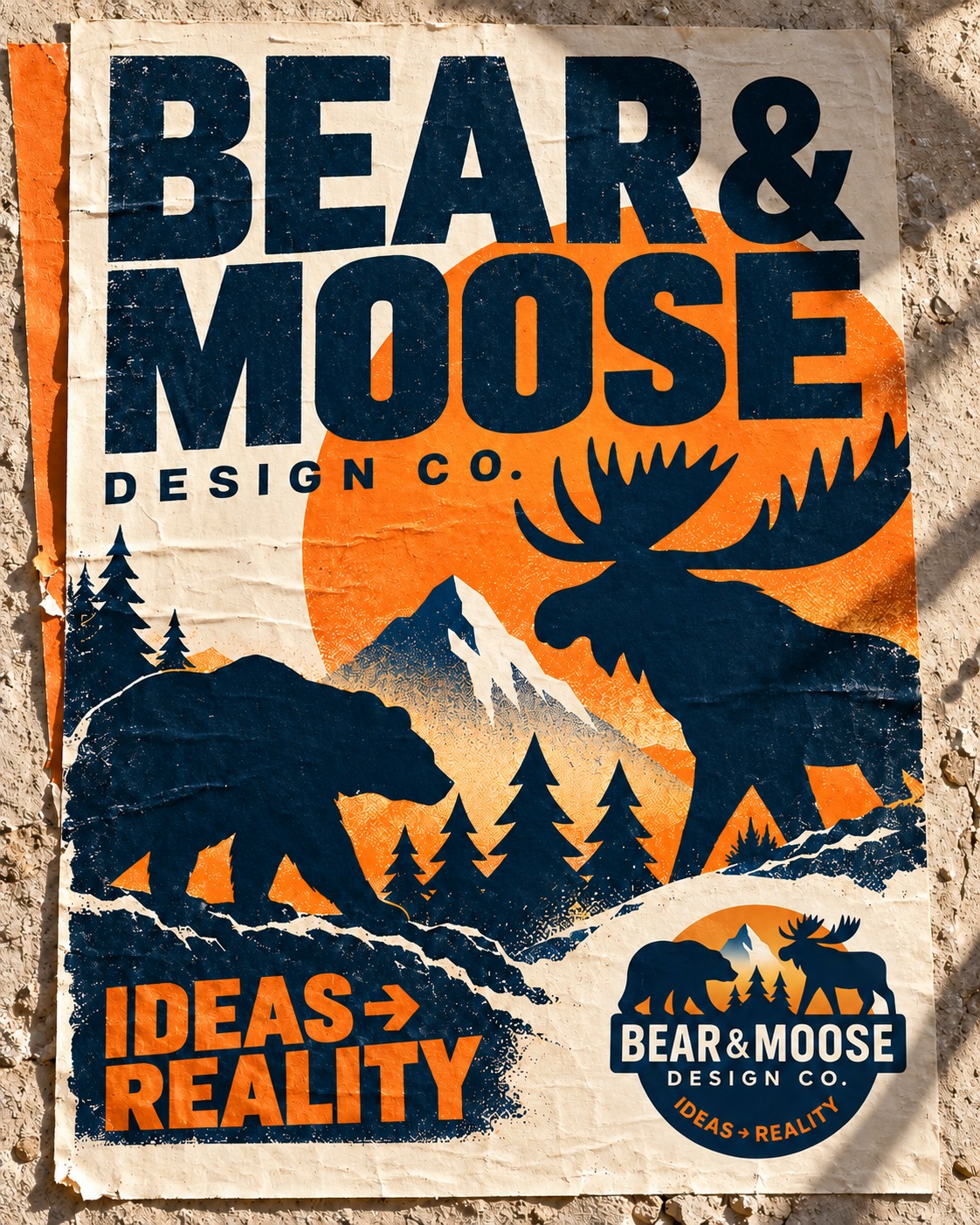 Bear & Moose printed promotional flyer concept